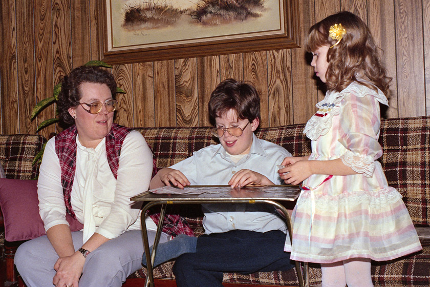 Becky, Kathy and Mike, Christmas 1985