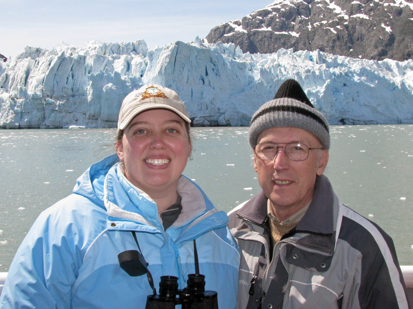 Becky and Jim in Front of Margerie Glacier - Alaska, June 2009