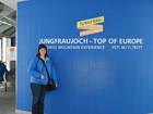 Becky at Top of Europe (11.782 ft) - Jungfrau Summit, Swiss Alps, April 2016