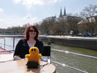 Becky and Mr. Happy on Board MS Inspire - Somewhere Along the Rhine, April 2016