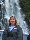 Becky in Front of Waterfall in Red Bluff Bay