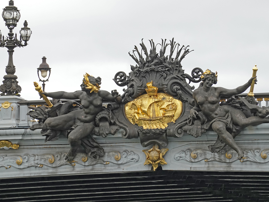 Pont Alexandre III Sculpture Detail from the Seine, Paris