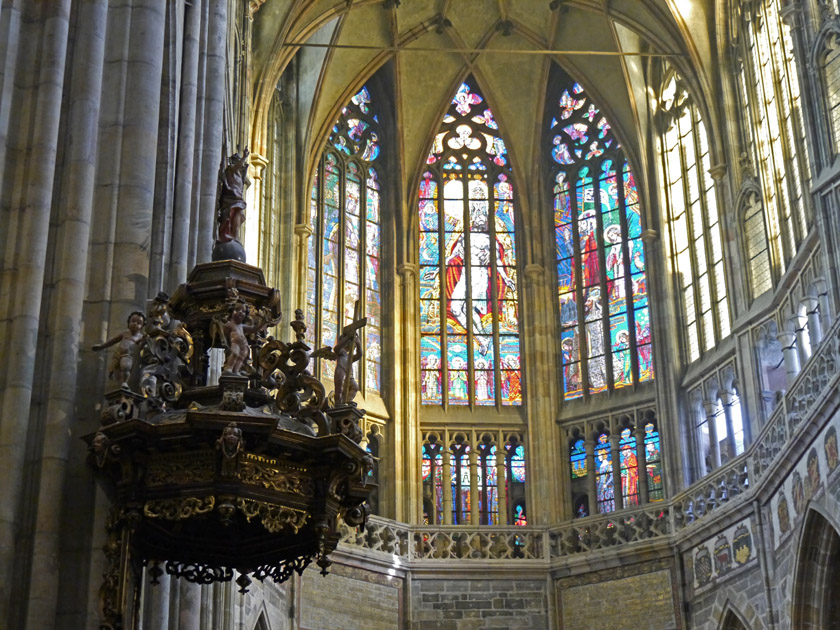 Interior and Stained Glass Windows of St. Vitus Cathedral Interior and Stained Glass Windows of St. Vitus Cathedral